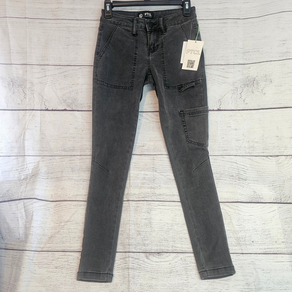 PTCL Ethical Clothing Size 25 Skinny Cargo Pant Black Wash Jeans 1111